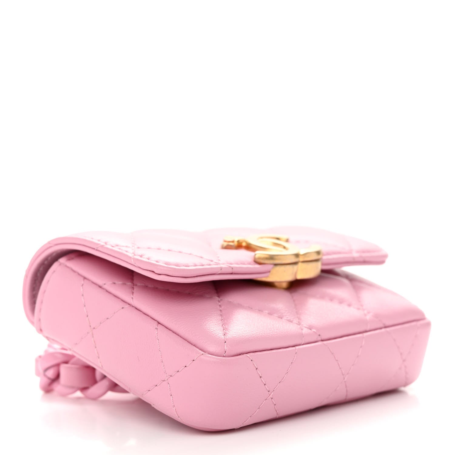 Chanel Lambskin Lacquered Metal Quilted Flap Chain Belt Bag Pink 4 of 11