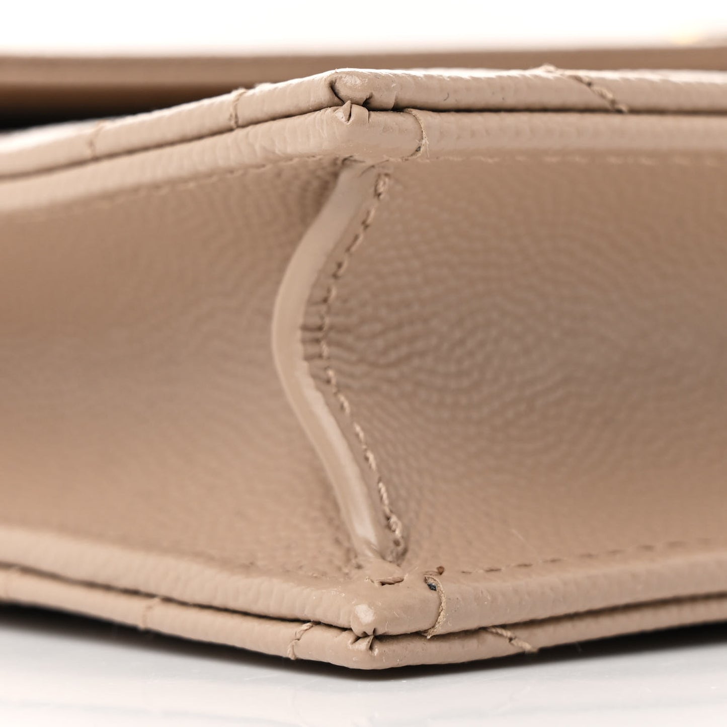 Grain De Poudre Matelasse Chevron Monogram Envelope Chain Wallet Dark Beige