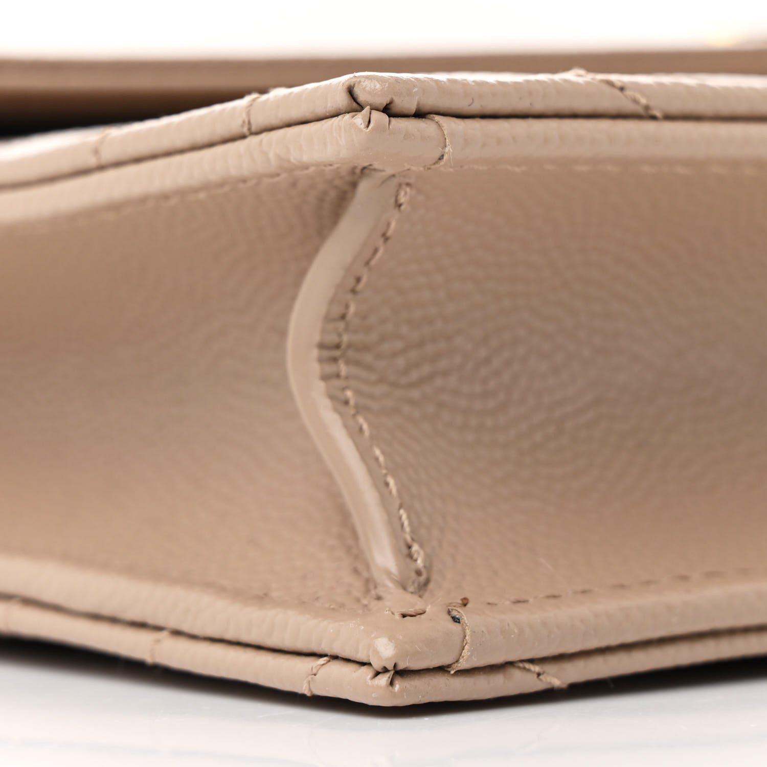 Saint Laurent Grain De Poudre Matelasse Chevron Monogram Envelope Chain Wallet Dark Beige 9 of 11