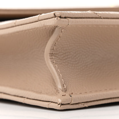 Saint Laurent Grain De Poudre Matelasse Chevron Monogram Envelope Chain Wallet Dark Beige 9 of 11