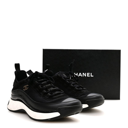 Chanel Velvet Calfskin Mixed Fibers CC Sneakers 38.5 Black 8 of 8