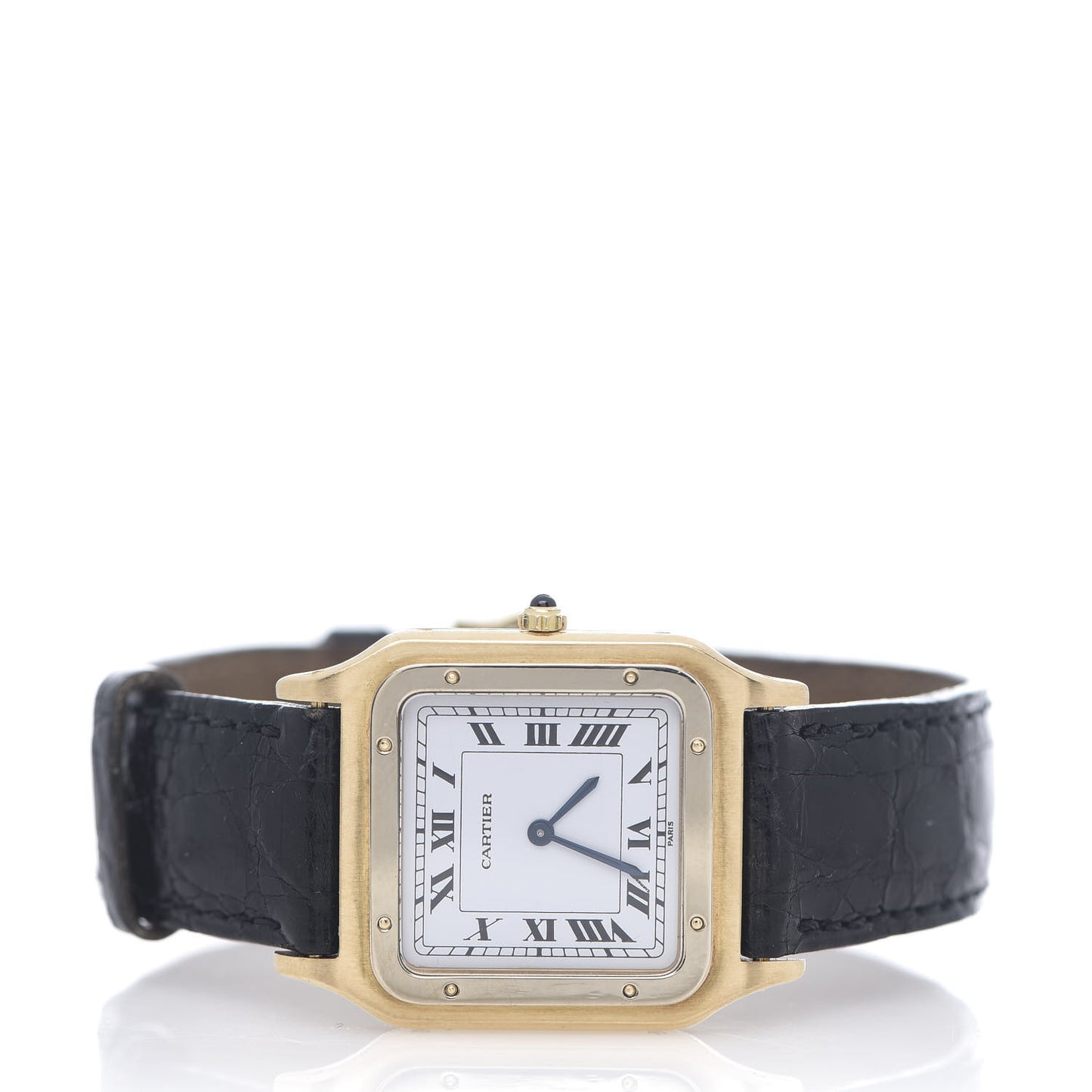 18K Yellow Gold Alligator 27.5mm Santos Dumont Manual Winding Watch