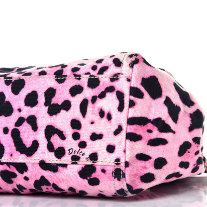Dolce & Gabbana Denim Leopard Print Large Miss Sicily Satchel Pink 8 of 8