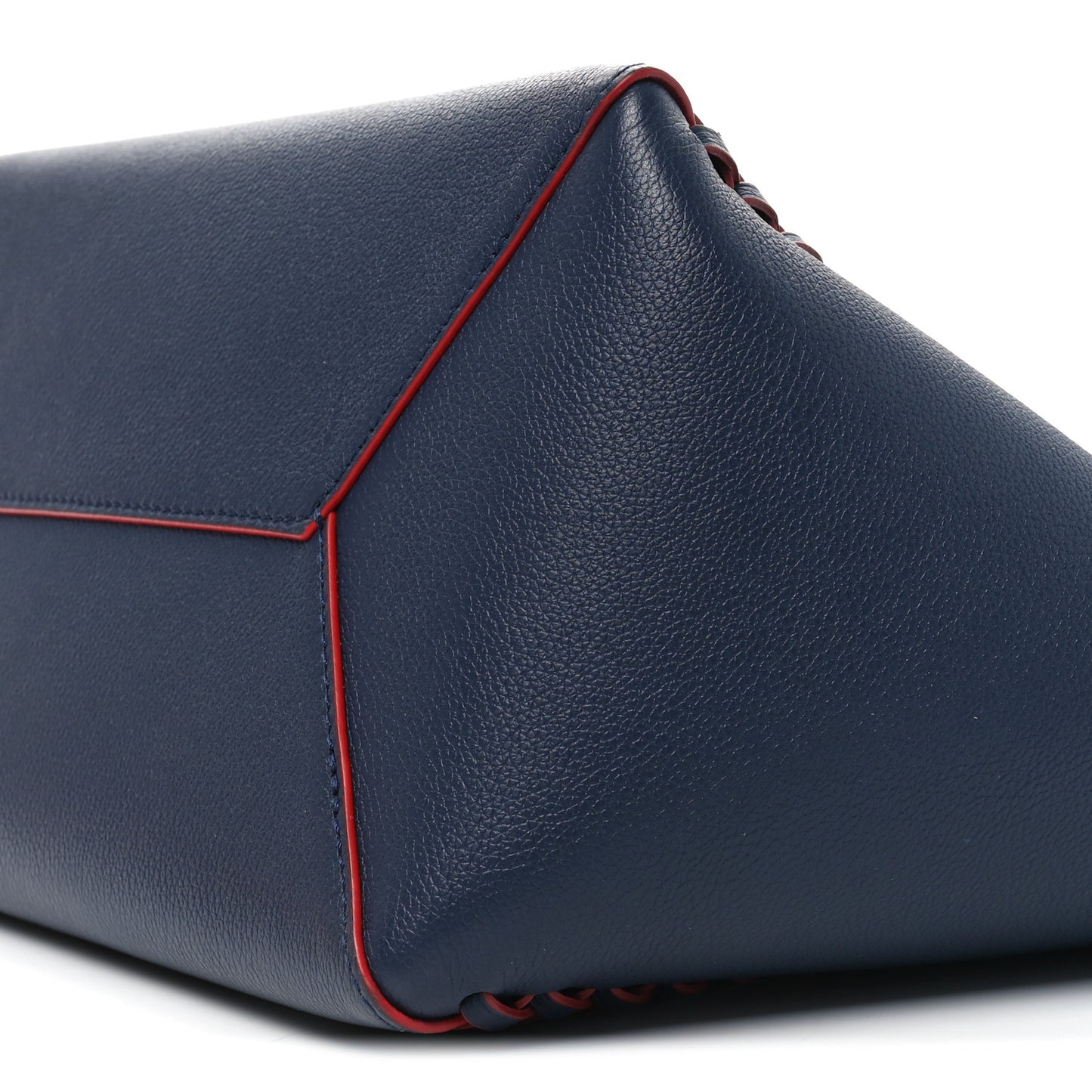 Calfskin Braided Lockme Cabas Marine Rouge