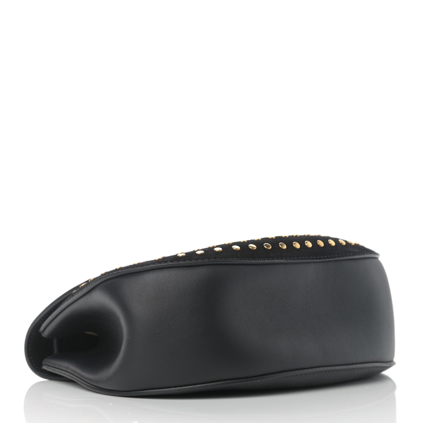 Suede Smooth Calfskin Studded Drew Shoulder Bag Black