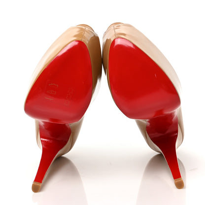 Christian Louboutin Patent Daffodile Peep Toe 160 Pumps 39 Nude 5 of 7