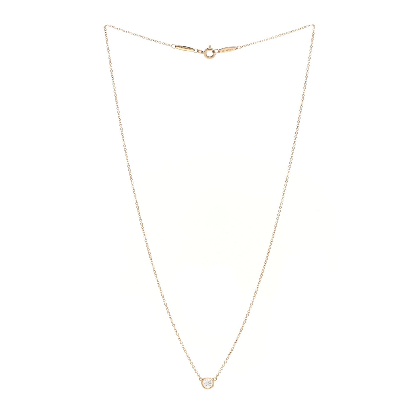 18K Rose Gold Diamond .25ct Elsa Peretti Diamonds by the Yard Pendant Necklace