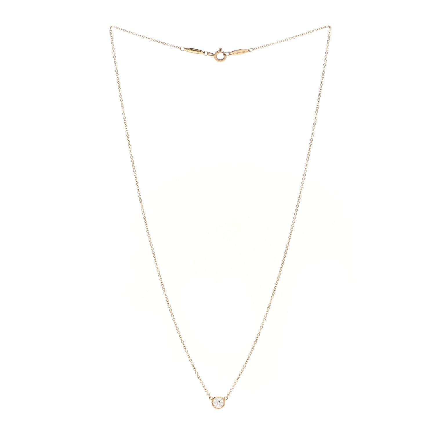 Tiffany 18K Rose Gold Diamond .25ct Elsa Peretti Diamonds by the Yard Pendant Necklace 3 of 6