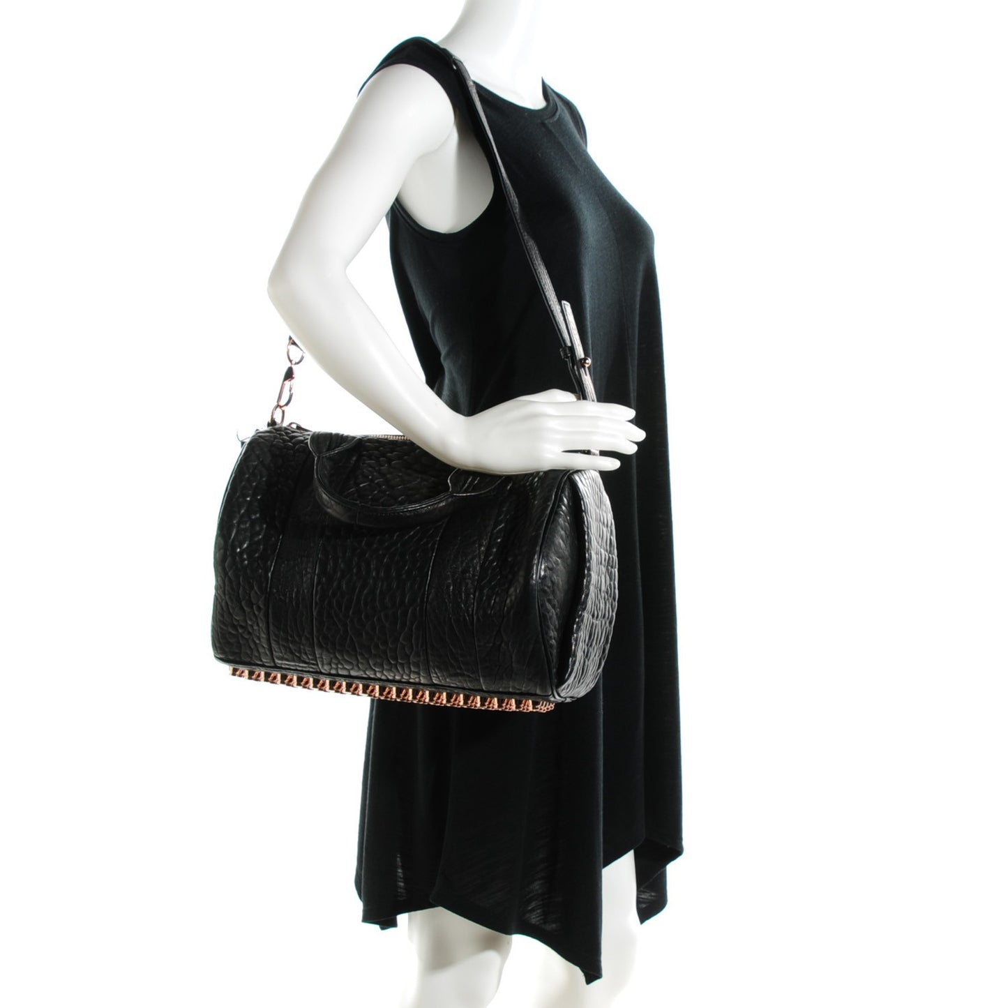 Pebbled Lambskin Rocco Black Pale Gold Hardware