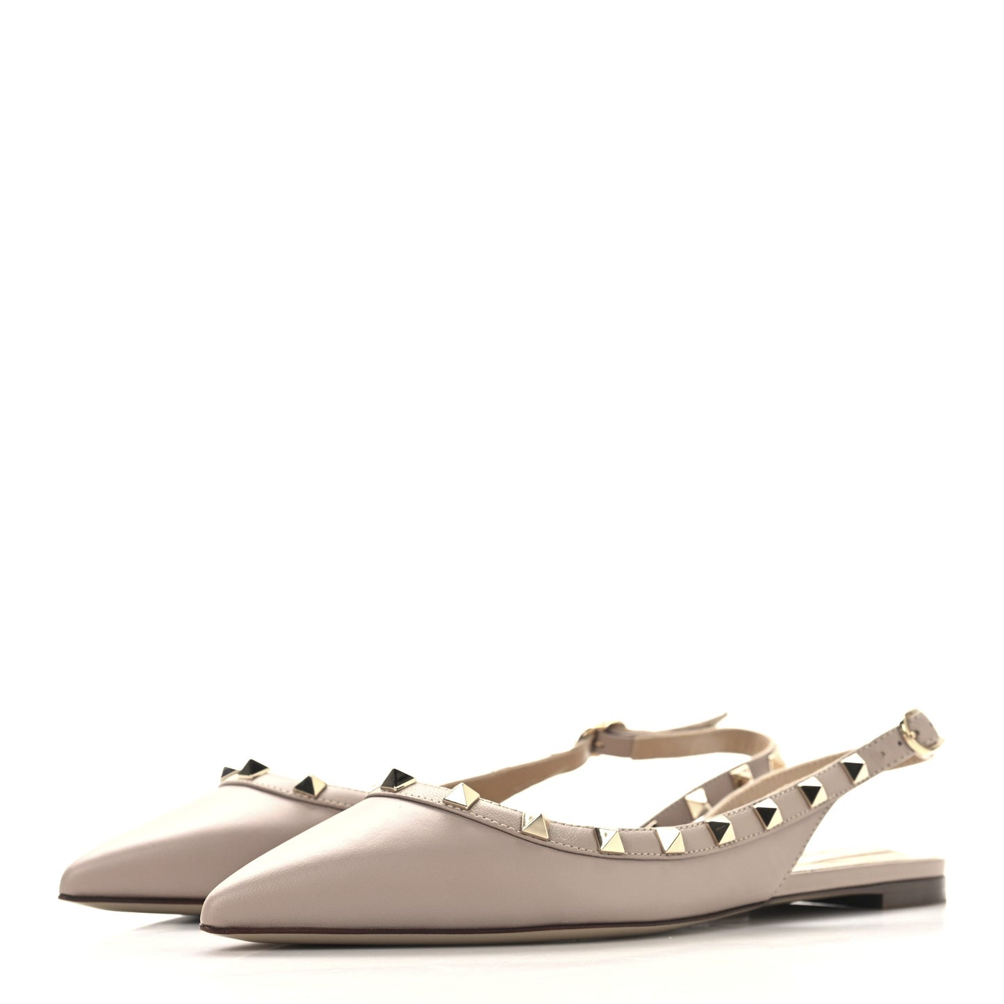 Nappa Rockstud Slingback Flats 38.5 Poudre