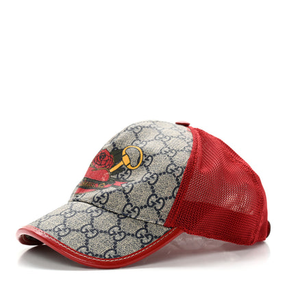 Gucci GG Supreme Monogram Baseball Hat S Beige Red Multicolor 1 of 13