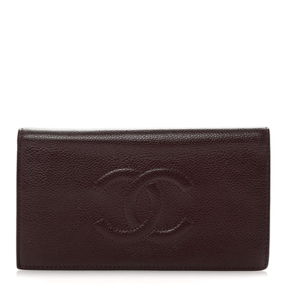 Chanel Caviar Timeless CC Yen Wallet Burgundy 1 of 9