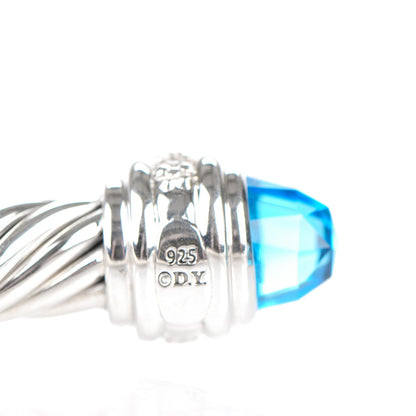 David Yurman Sterling Silver Blue Topaz Diamond 7mm Cable Classics Bracelet 4 of 5