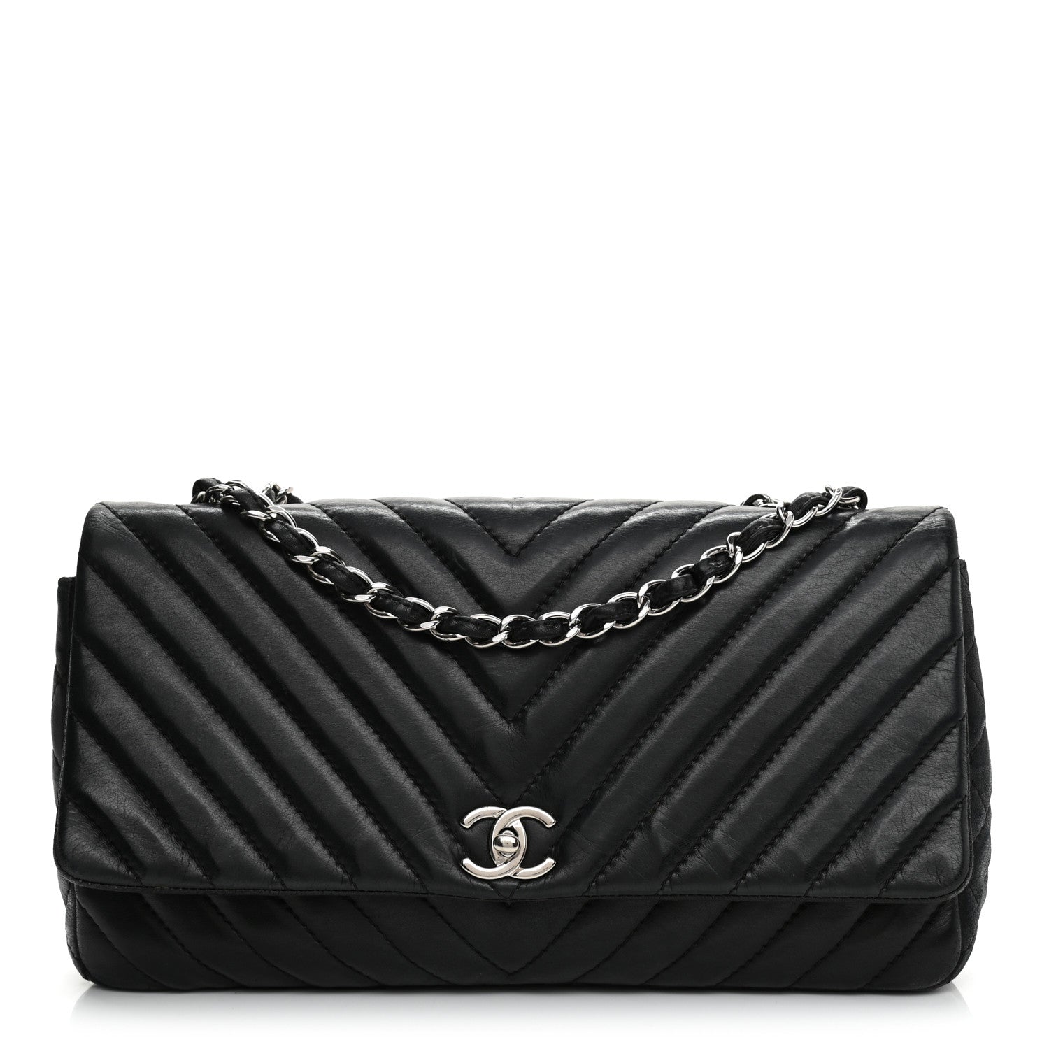 Chanel Lambskin Chevron Quilted Single Flap Black 1 of 11