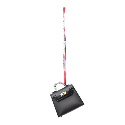 Hermes Tadelakt Mini Kelly Twilly Bag Charm Black 1 of 6
