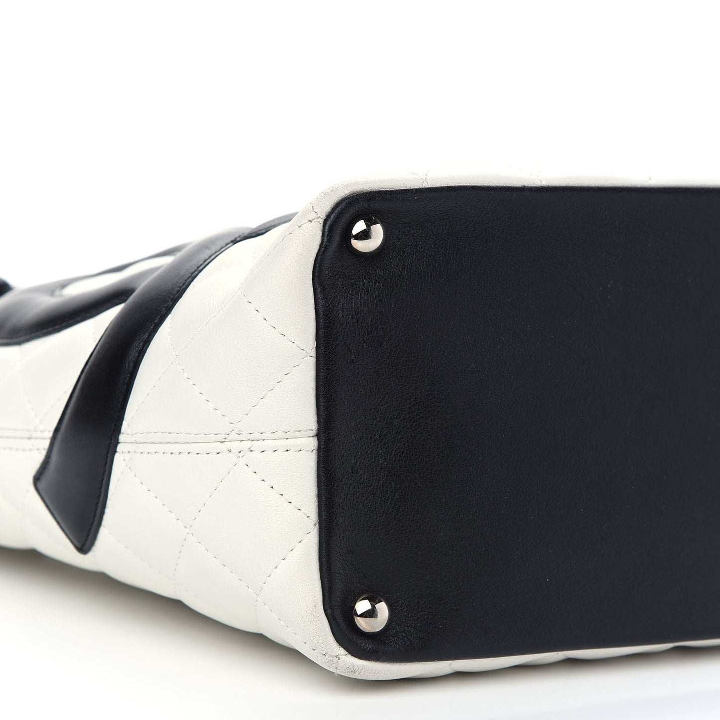 Calfskin Quilted Medium Cambon Tote White Black