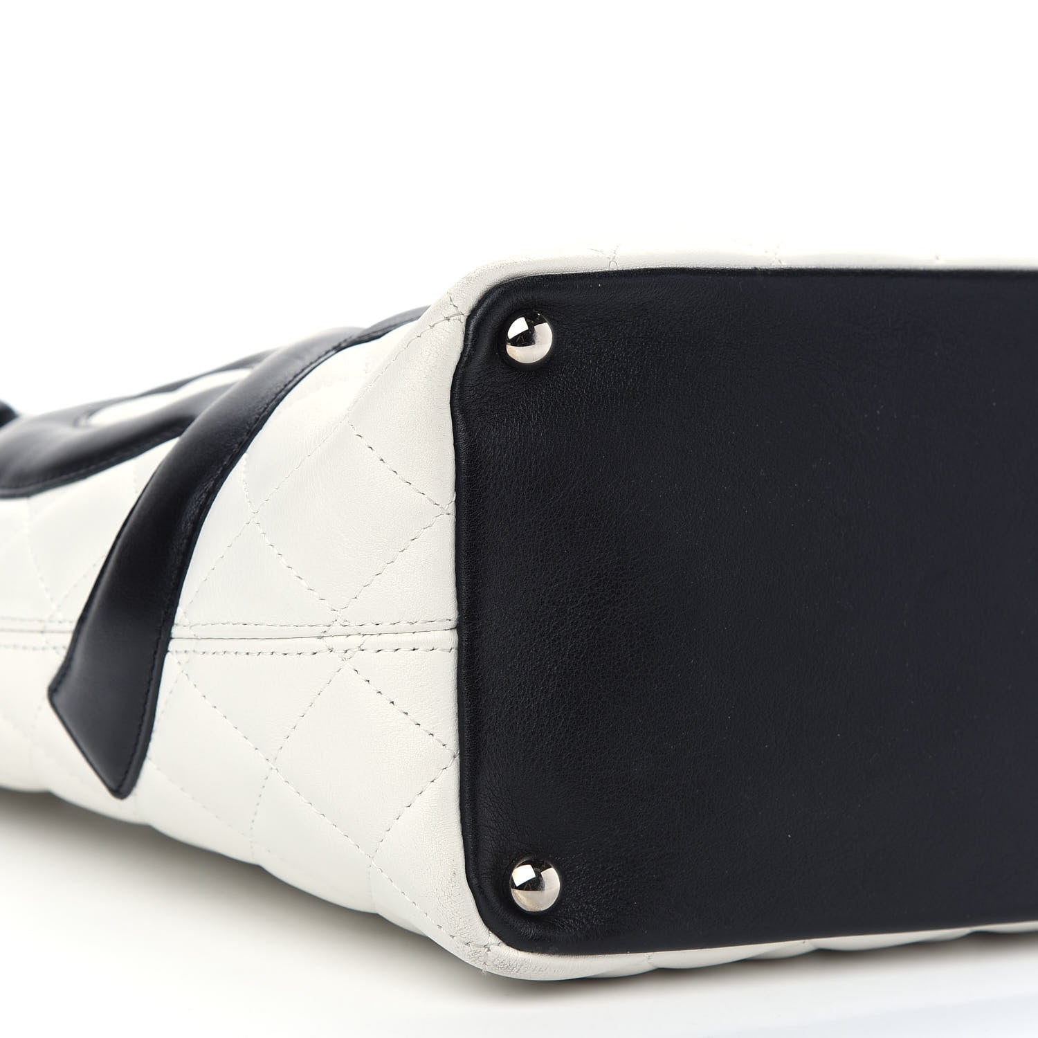 Chanel Calfskin Quilted Medium Cambon Tote White Black 7 of 8