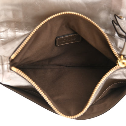 Chloe Metallic Calfskin Marcie Clutch Pewter 5 of 8