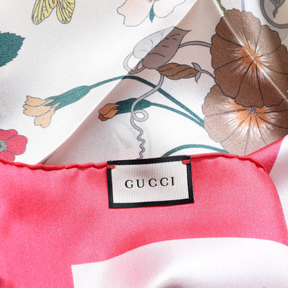 Gucci Silk Twill Flora Gothic Square Scarf Ivory Pink 3 of 4