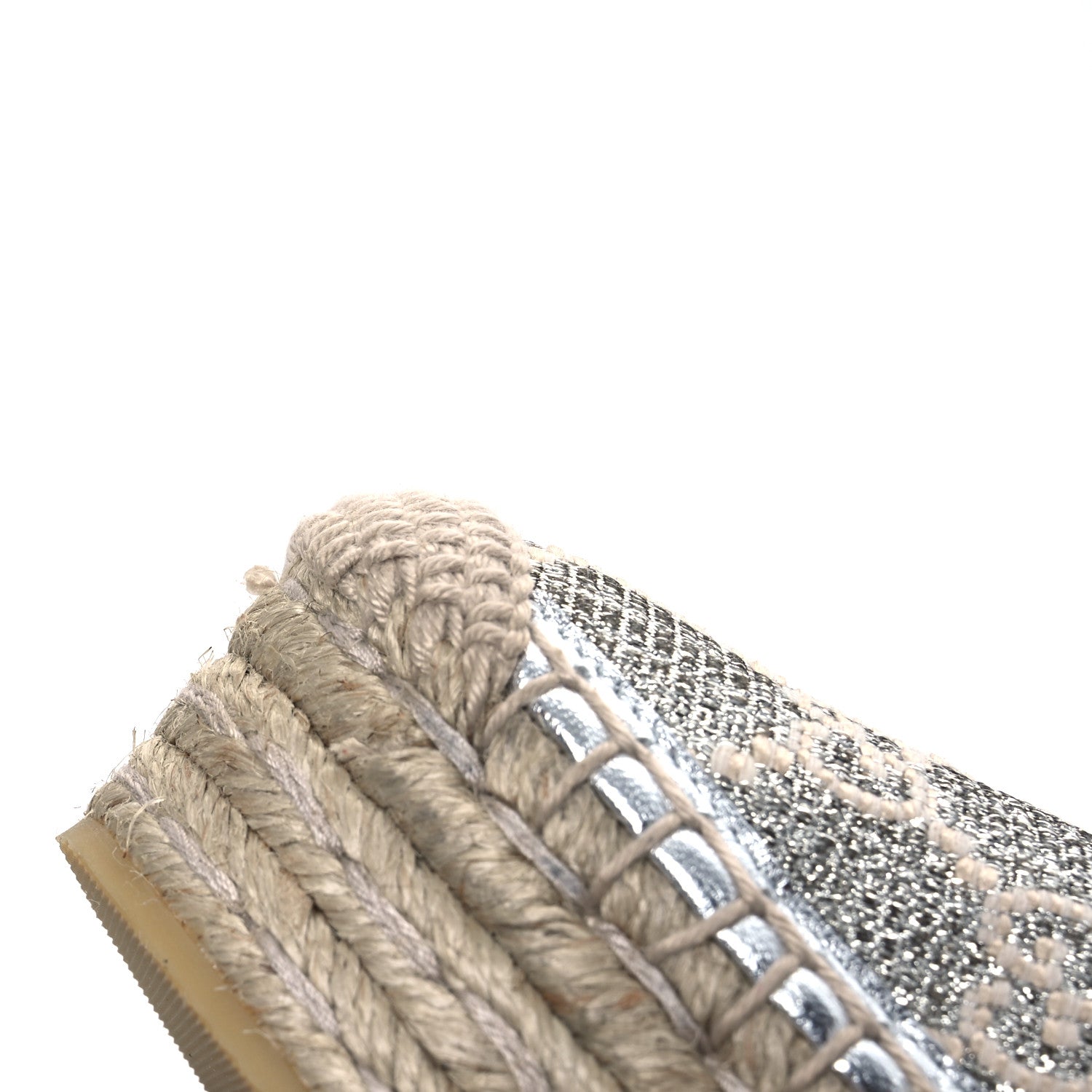 Gucci Lame GG Monogram Ankle Wrap Platform Espadrille Wedges 39 Silver Beige Light Grey 11 of 12