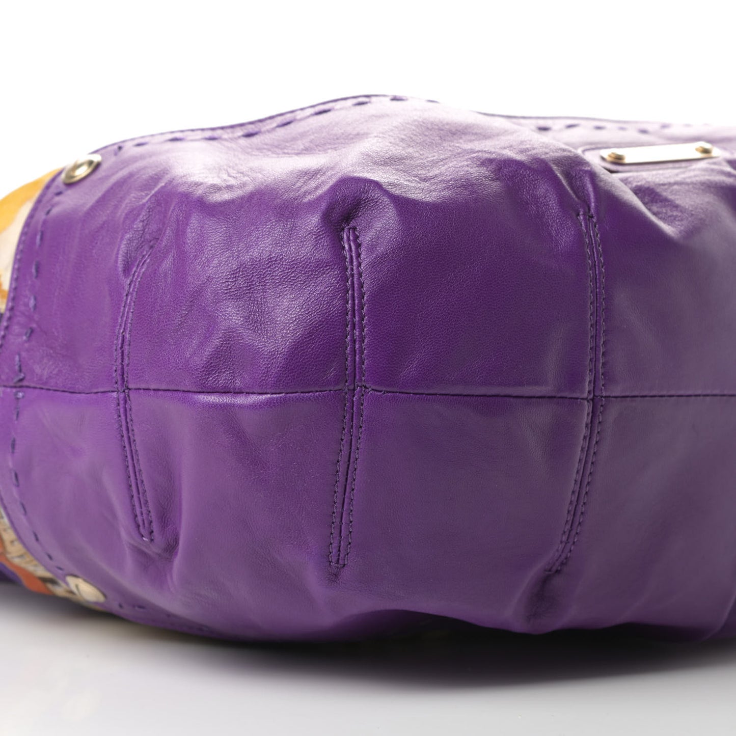Calfskin Coated Canvas Printed Tote Purple