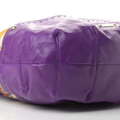 Versace Calfskin Coated Canvas Printed Tote Purple 8 of 11