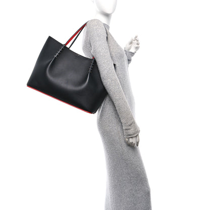 Christian Louboutin Calfskin Spiked Large Cabarock Shopper Tote Black 2 of 10