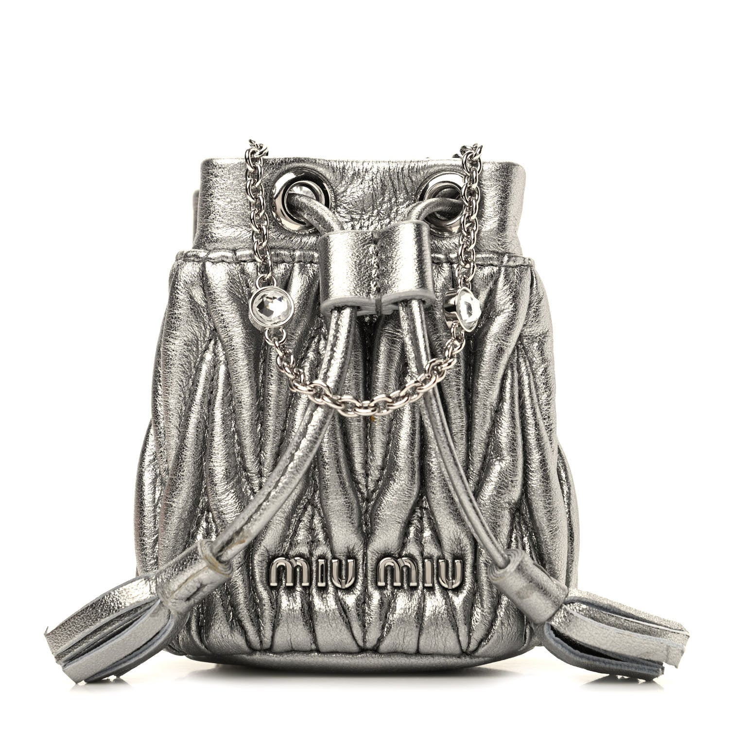 Miu Miu Metallic Nappa Matelasse Mini Bandoliera Cromo 1 of 10