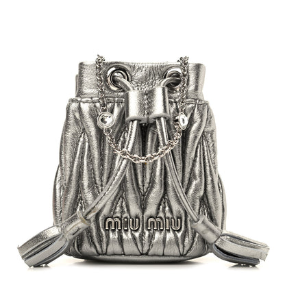 Miu Miu Metallic Nappa Matelasse Mini Bandoliera Cromo 1 of 10
