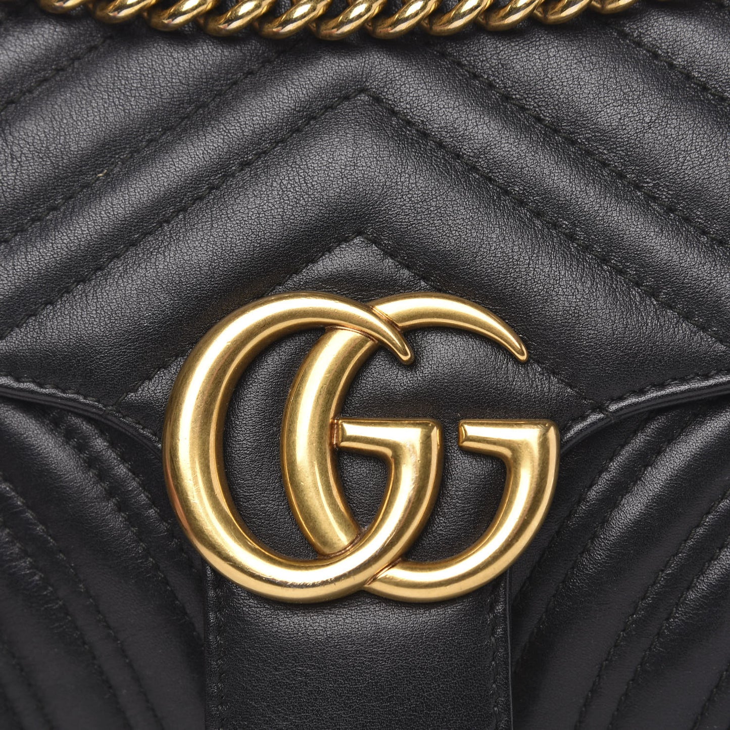Calfskin Matelasse Small GG Marmont Shoulder Bag Black