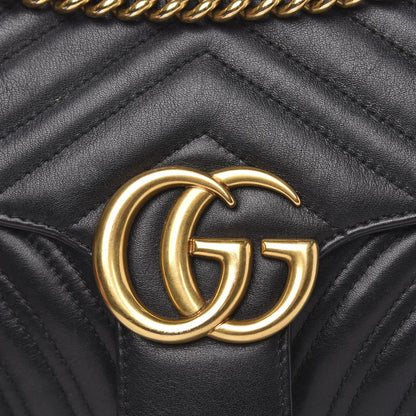 Gucci Calfskin Matelasse Small GG Marmont Shoulder Bag Black 7 of 15
