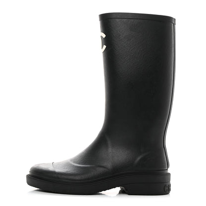 Chanel Caoutchouk CC High Boots 37 Black 1 of 9