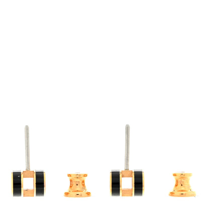 Hermes Rose Gold Lacquered Mini Pop H Earrings Black 3 of 4