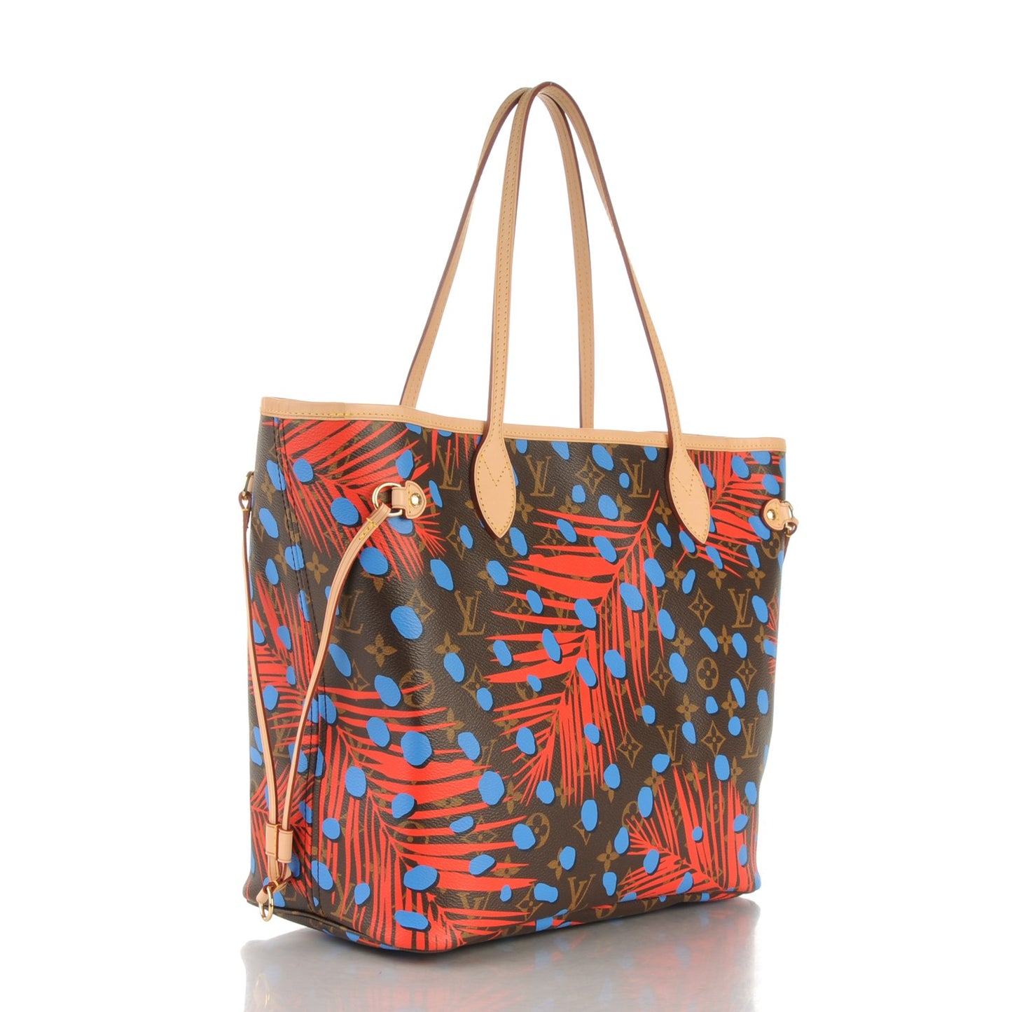 Monogram Jungle Dots Neo Neverfull MM Coquelicot Denim