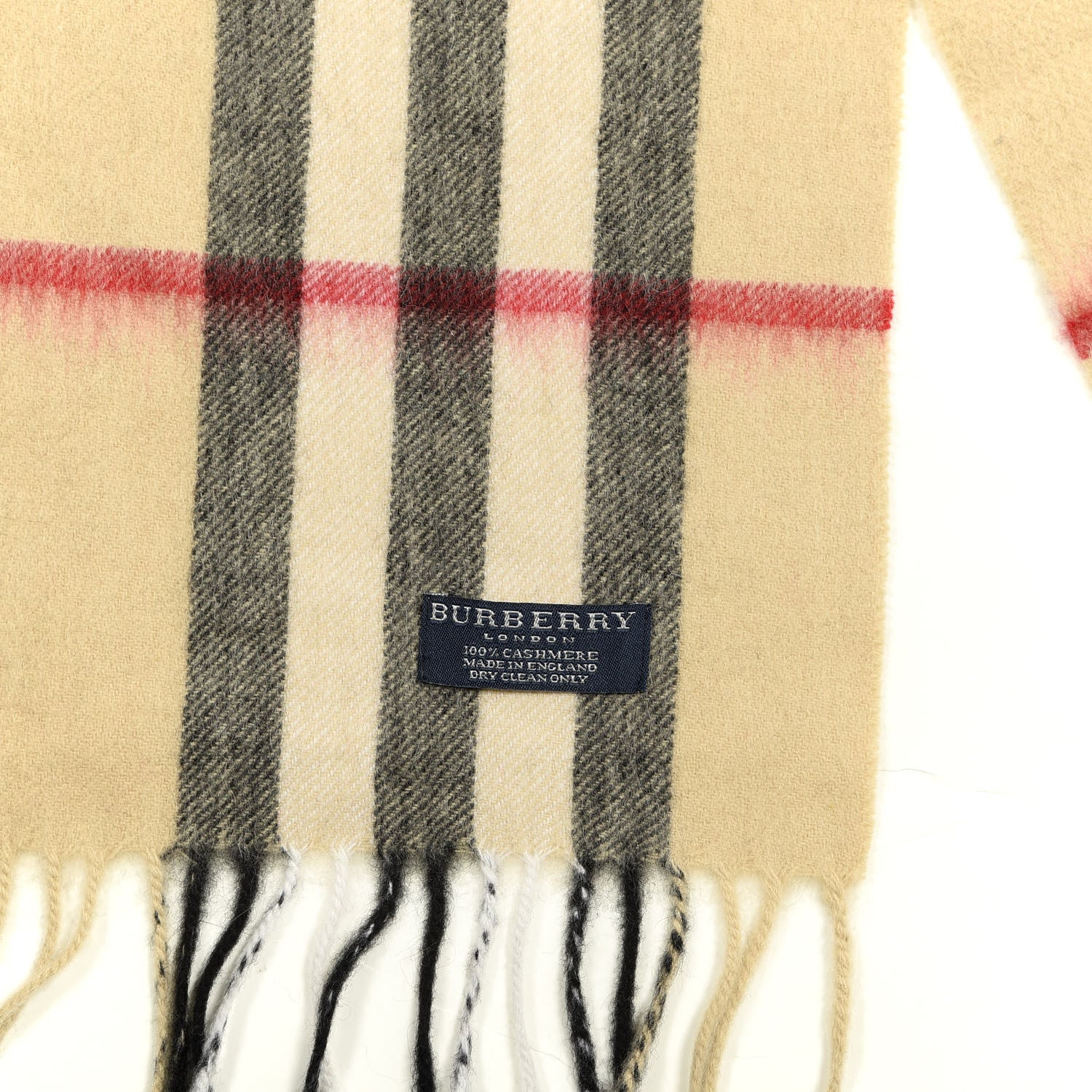 Burberry Cashmere Giant Check Fringe Scarf Camel 3 of 3