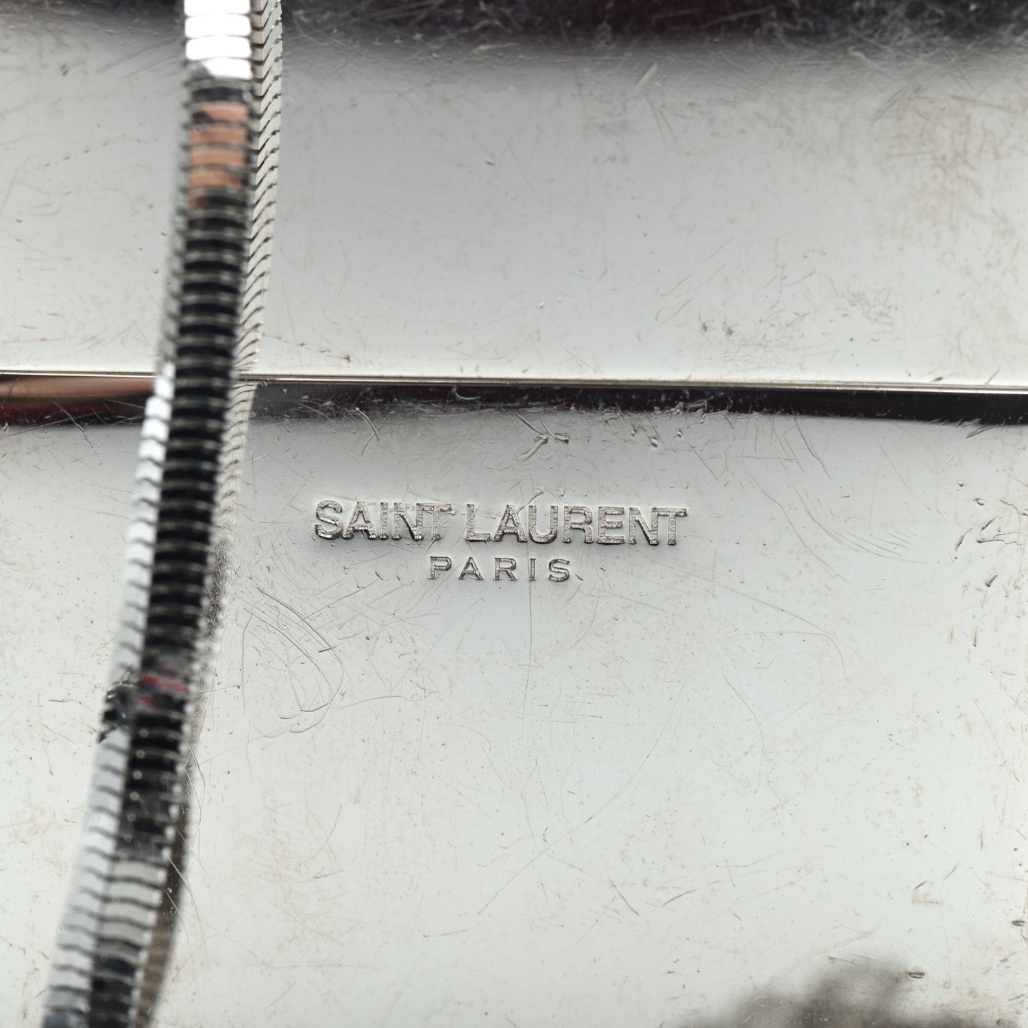 Saint Laurent Metal Mirrored Mini Smoking Box Crossbody Bag Silver