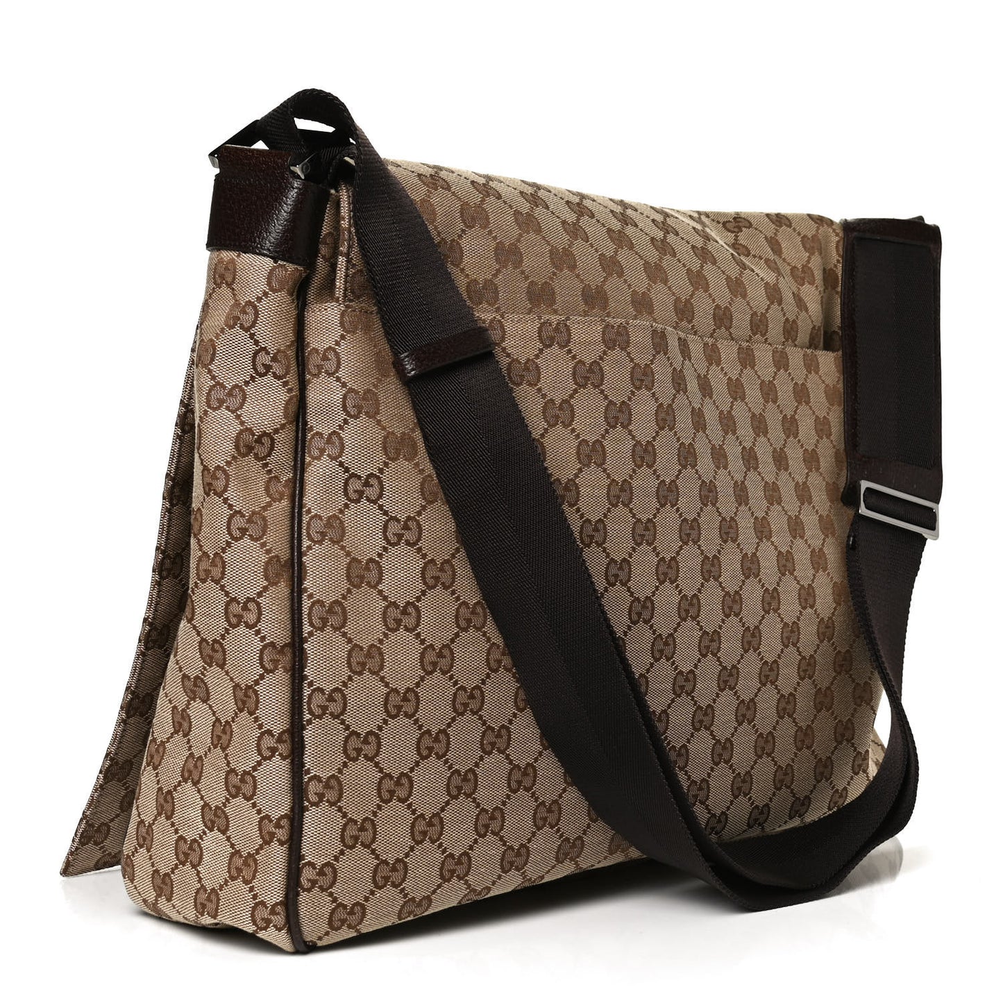 Monogram Large Flap Messenger Bag Beige Dark Brown