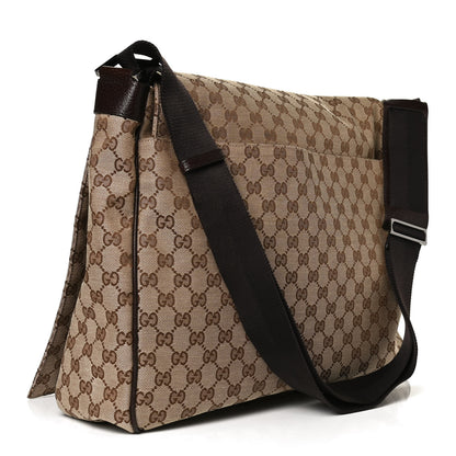Gucci Monogram Large Flap Messenger Bag Beige Dark Brown 2 of 10
