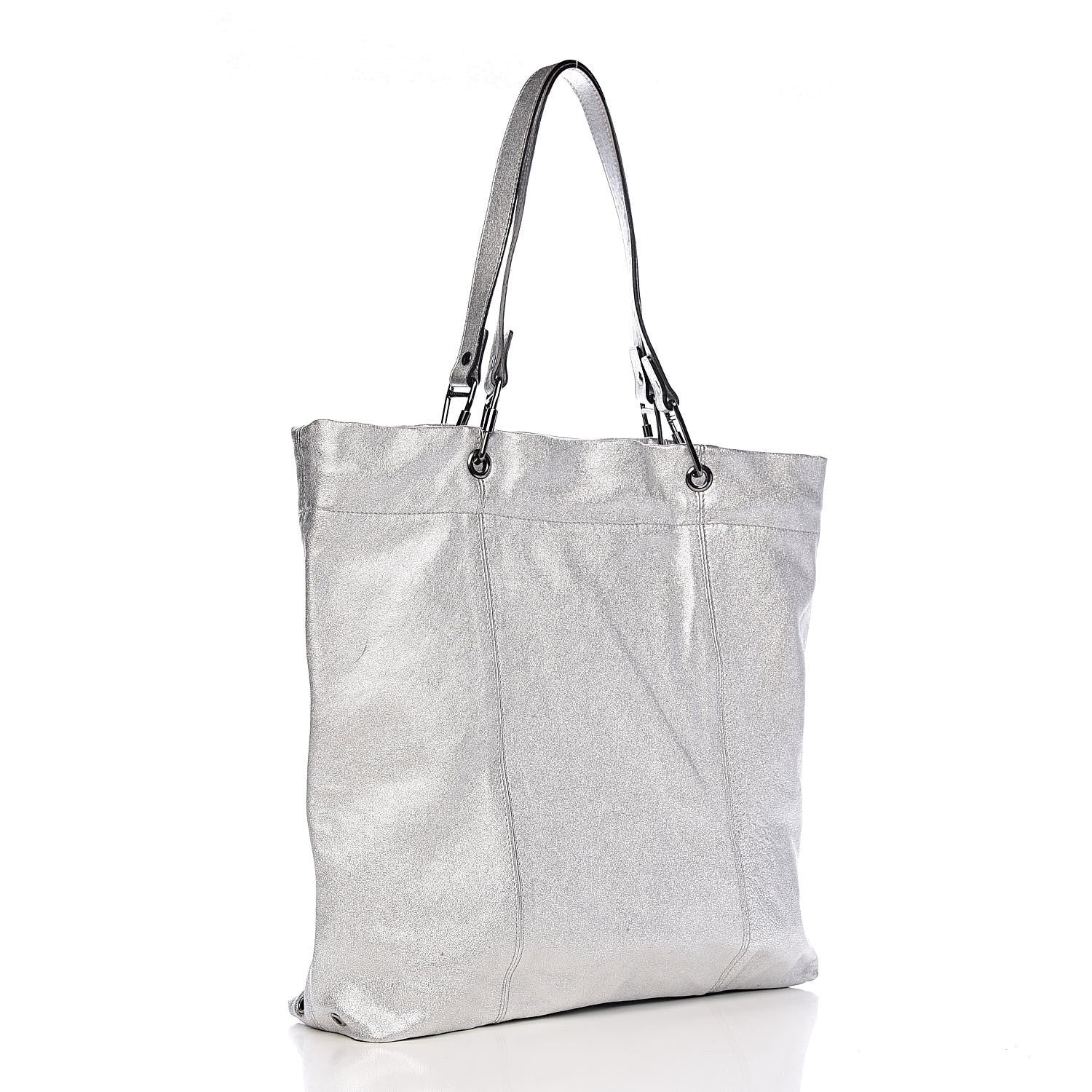 Burberry Metallic Soft Grain Calfskin Tote Silver 3 of 15