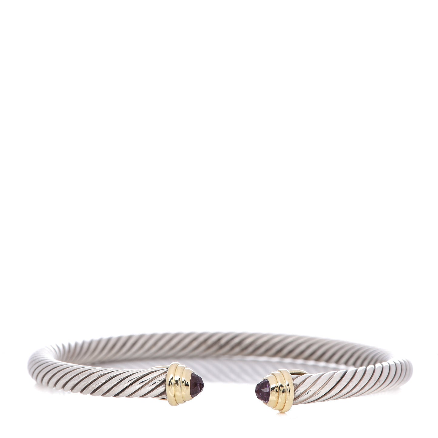 Sterling Silver 18K Yellow Gold Amethyst 4mm Cable Kids Bracelet