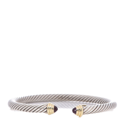 David Yurman Sterling Silver 18K Yellow Gold Amethyst 4mm Cable Kids Bracelet 1 of 4