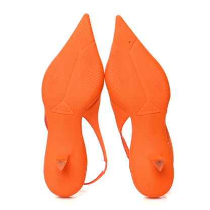 Prada Nylon Logo Bi-Color Pointed Toe 45mm Slingback Pumps 36.5 Orange Black 5 of 9