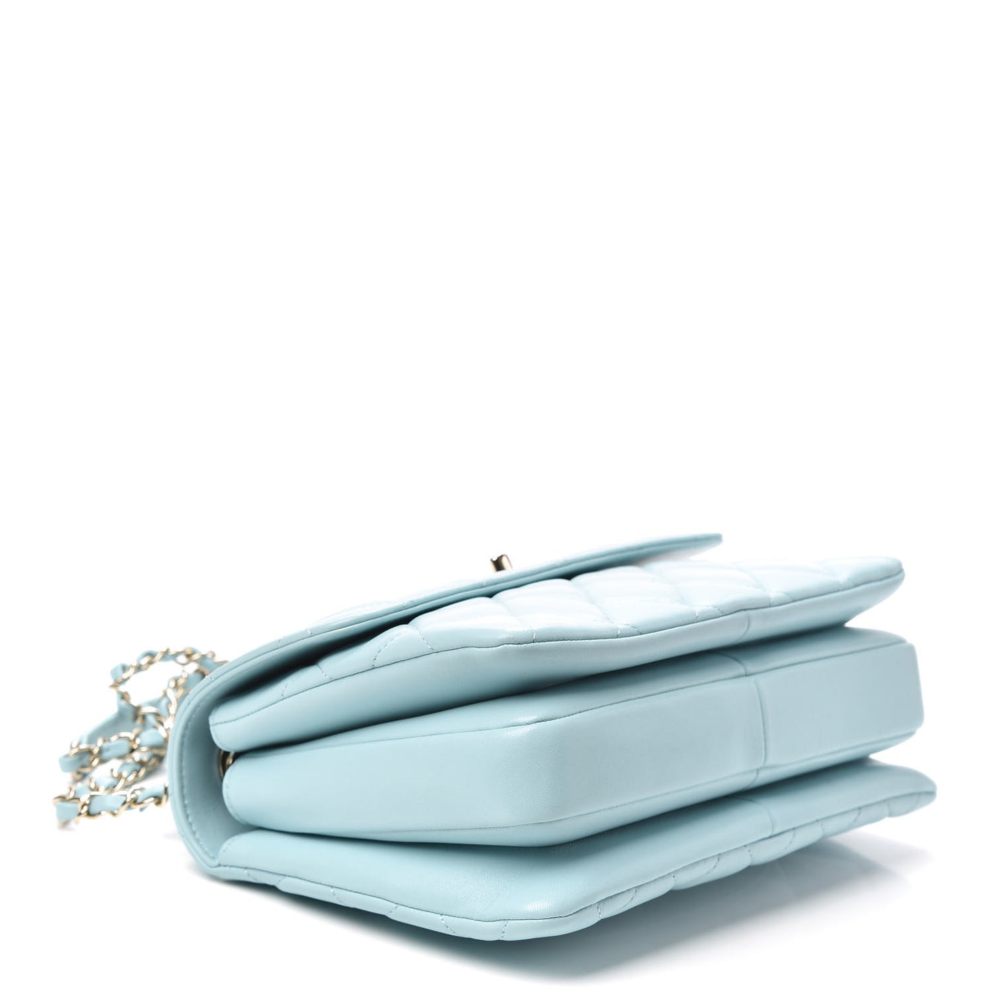 Lambskin Quilted Small Trendy CC Flap Dual Handle Bag Light Blue