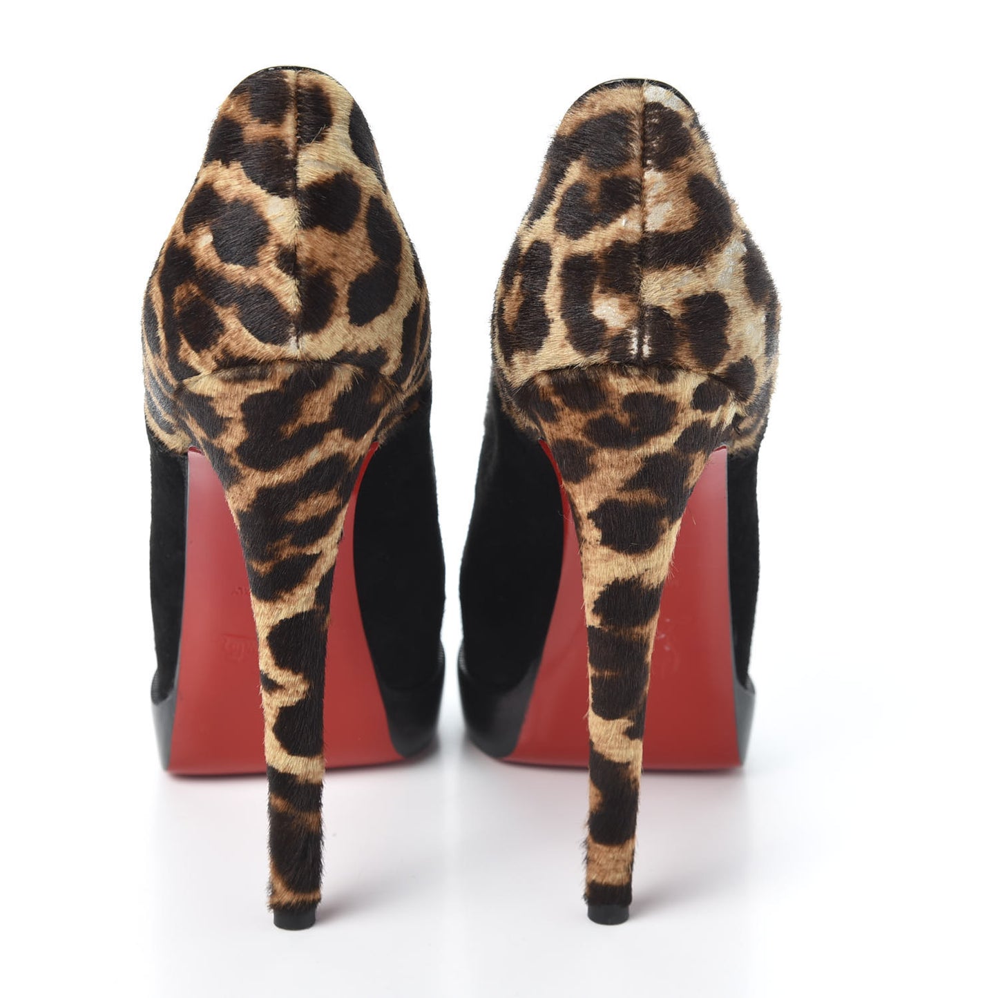 Pony Hair Suede Miss Poppins 140 Peep Toe Platform Booties 36 Version Leopard