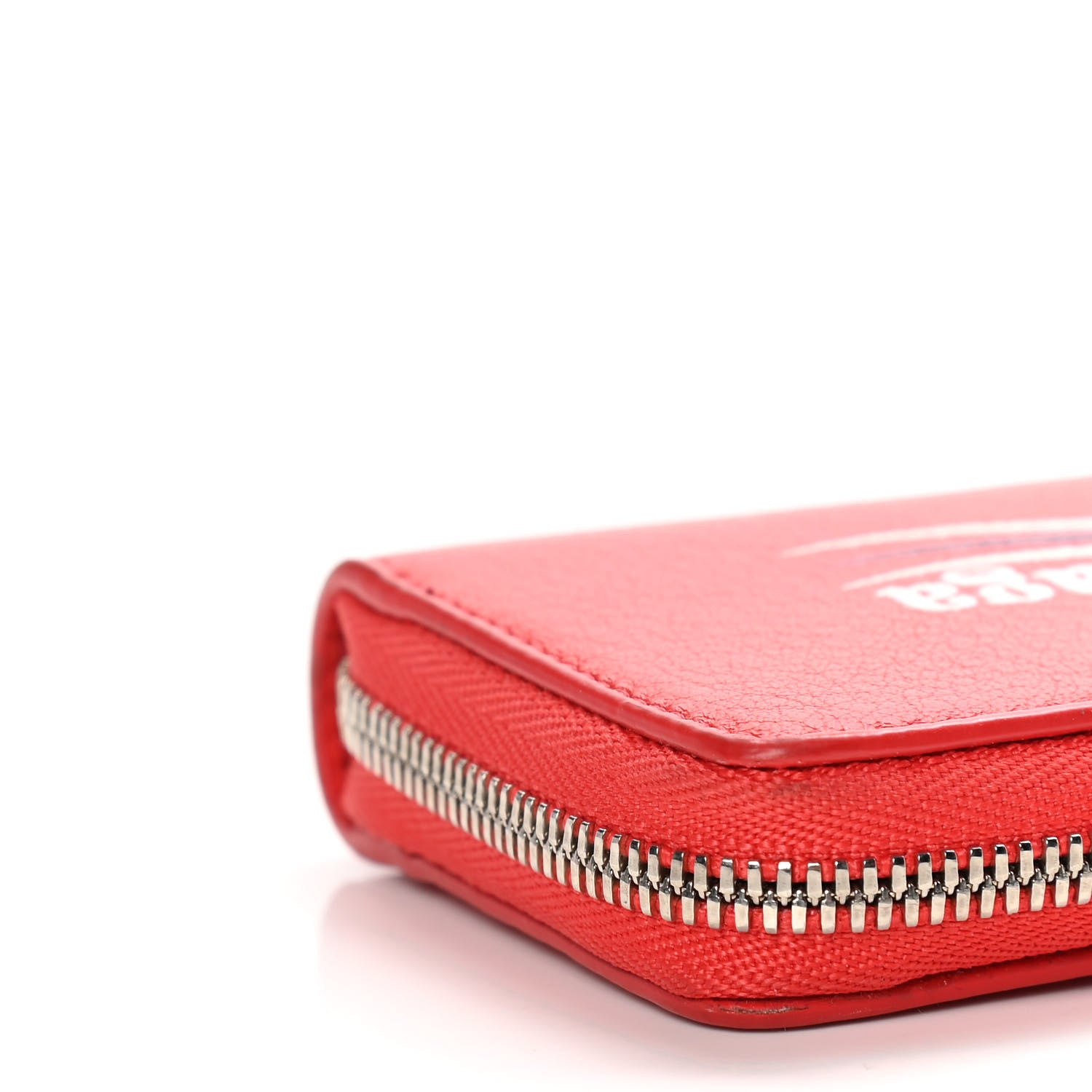 Balenciaga Calfskin Political Campaign Logo Zip Around Card Holder Vivid Red 9 of 13