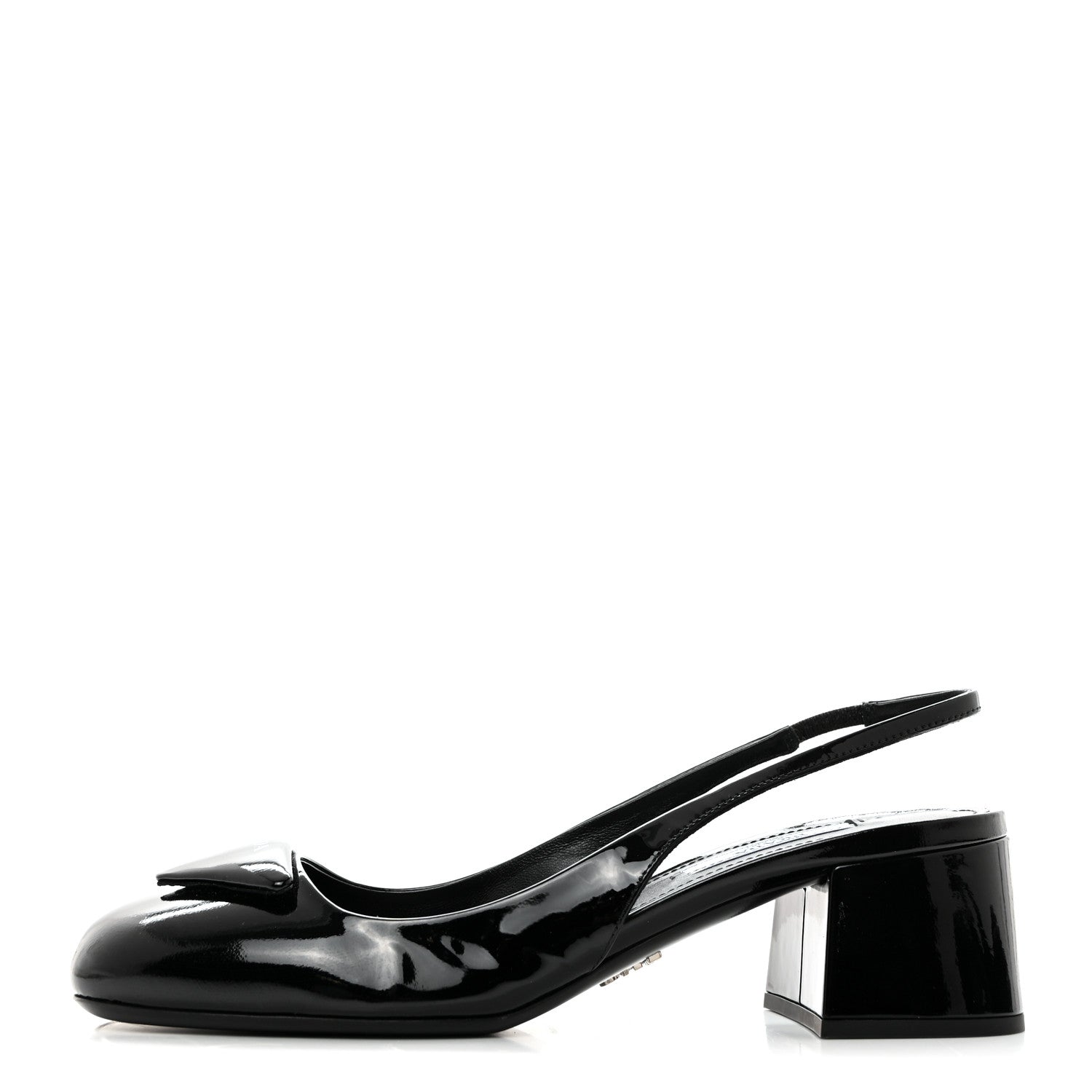 Prada Patent Triangle Logo Slingback Pumps 37 Cipria 1 of 8
