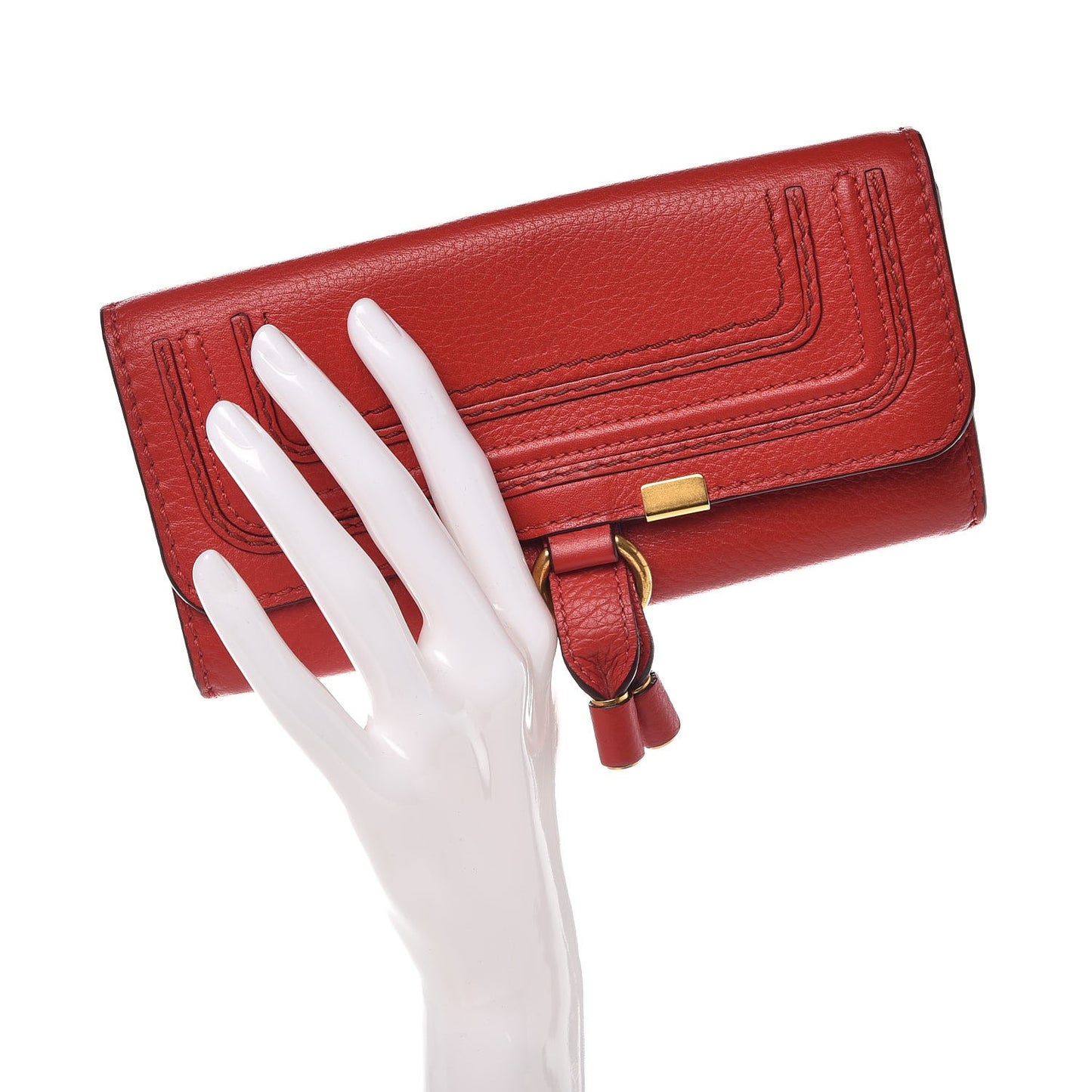 Calfskin Marcie Continental Flap Wallet Poppy
