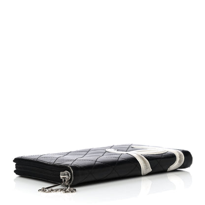 Chanel Calfskin Cambon Zip Around Organizer Wallet Black White 4 of 13