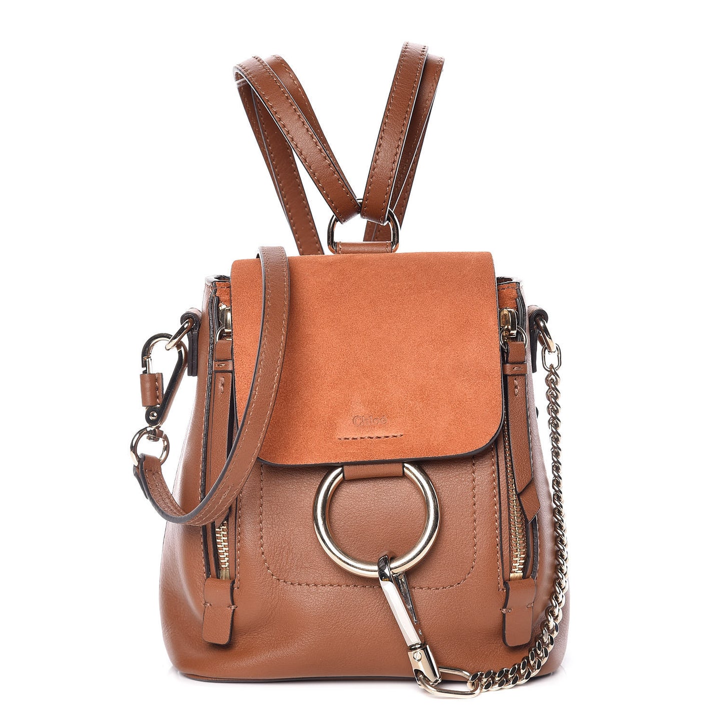 Suede Calfskin Mini Faye Backpack Tan