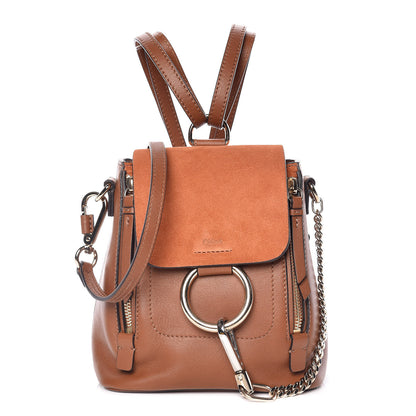 Chloe Suede Calfskin Mini Faye Backpack Tan 1 of 14